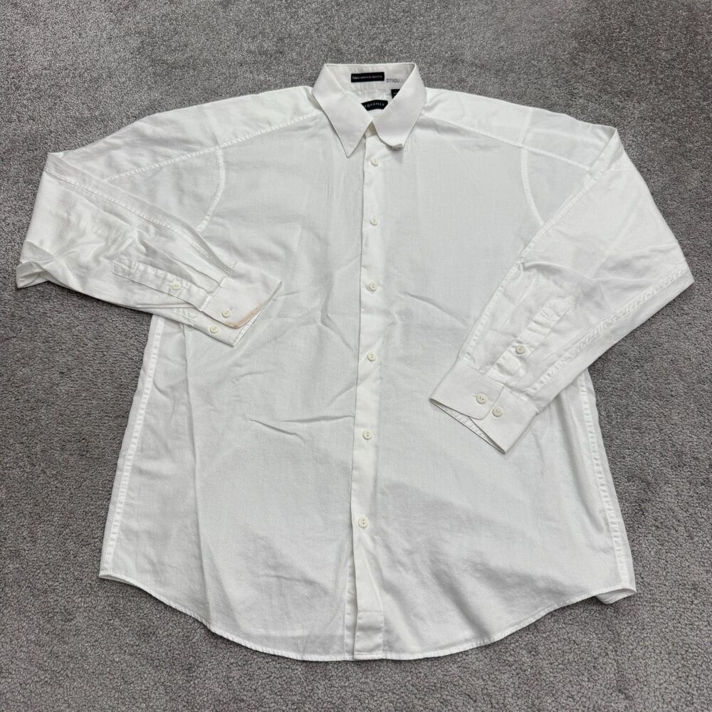 Jhane Barnes Prince Vintage 90's Dress Shirt Mens Medium White 100% Cotton Work